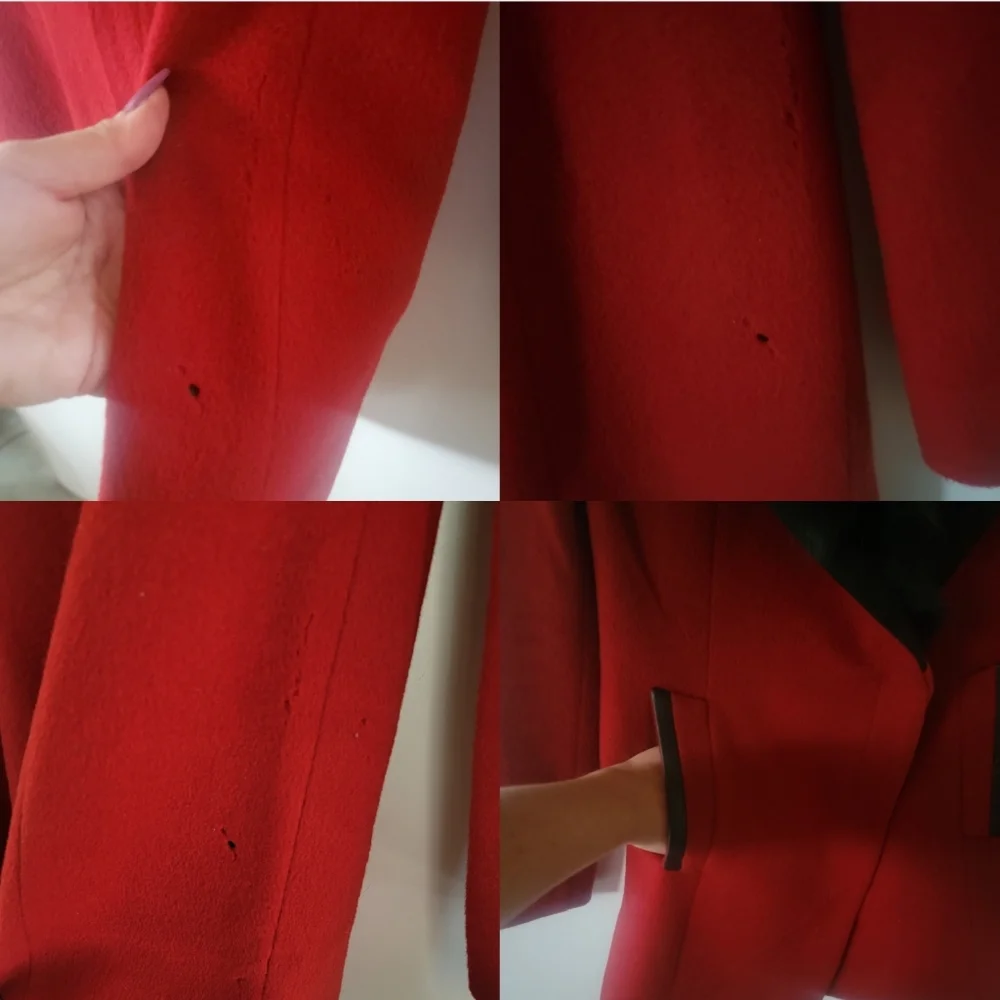 Blu Pepé | Faux Fur Wool Coat red Pea Coat medium